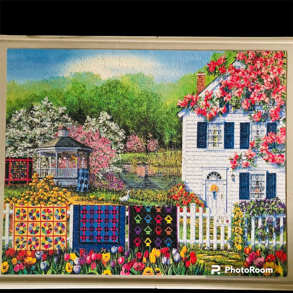 COMPLETE Quilts For Sale 1000 Pc White Mountain Puzzle Diane Phalen Cottagecore